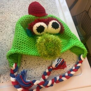 Green Crochet Phillie Phanatic Hat